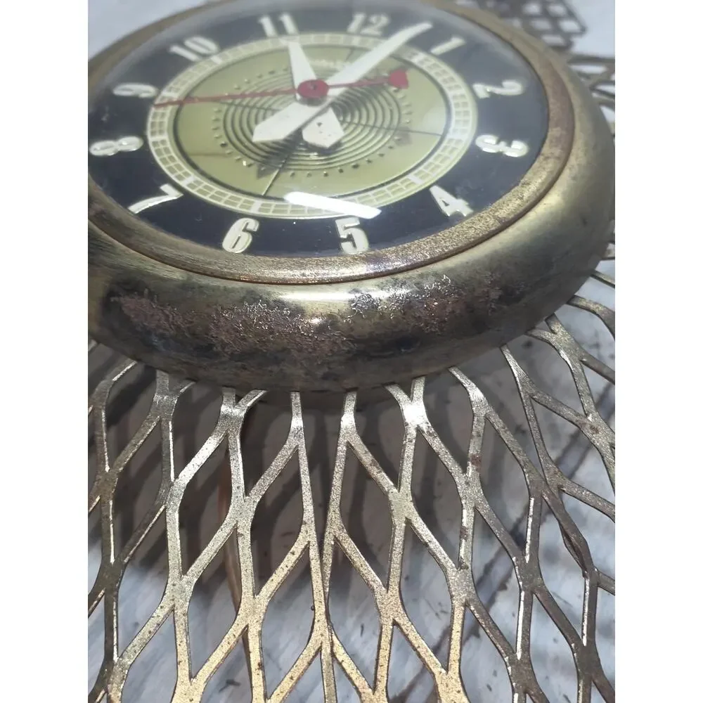 Mid Century Modern Starburst Clock Mastercrafters Working 18” Retro Brutalist